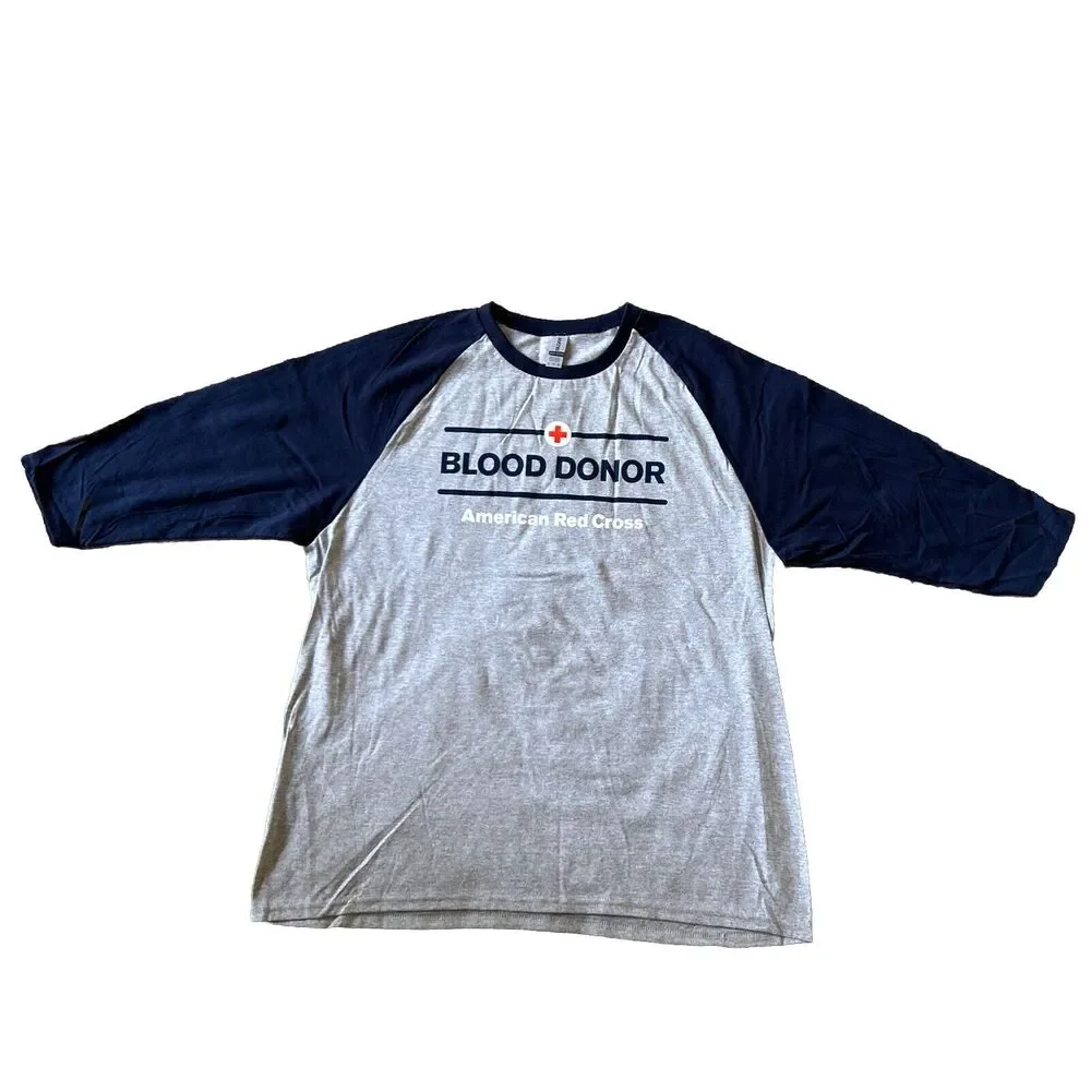 NEW BLOOD DONOR AMERICAN RED CROSS Size XL 100% COTTON BASEBALL STYLE T-SHIRT